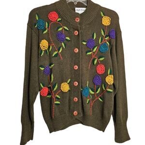 Right Fashion Womens Vintage Knit Grannycore Cottage Cardigan Sweater Size M